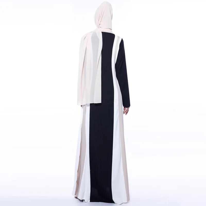 Элегантное мусульманское Полосатое Абаи Maxi Dress Vestidos Кардиган с длинным рукавом халаты кимоно Рамадан ИД Исламская, молитвенная Костюмы