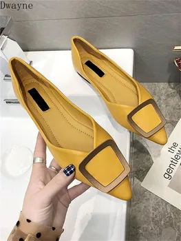 

Soft-bottom Comfort Casual Single Shoes Metal Square Buckle Flat Shoes Refreshing Breathable Women's Shoes Simple Work Shoes