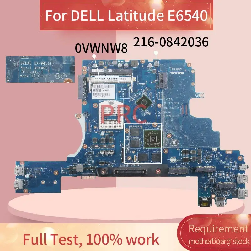 Notebook Mainboard Laptop Motherboard para Dell Latitude 216-0842036 gb Ddr3 Cn0vwnw8 0vwnw8 La-9411p Sr17c E6540 - Imagem 6