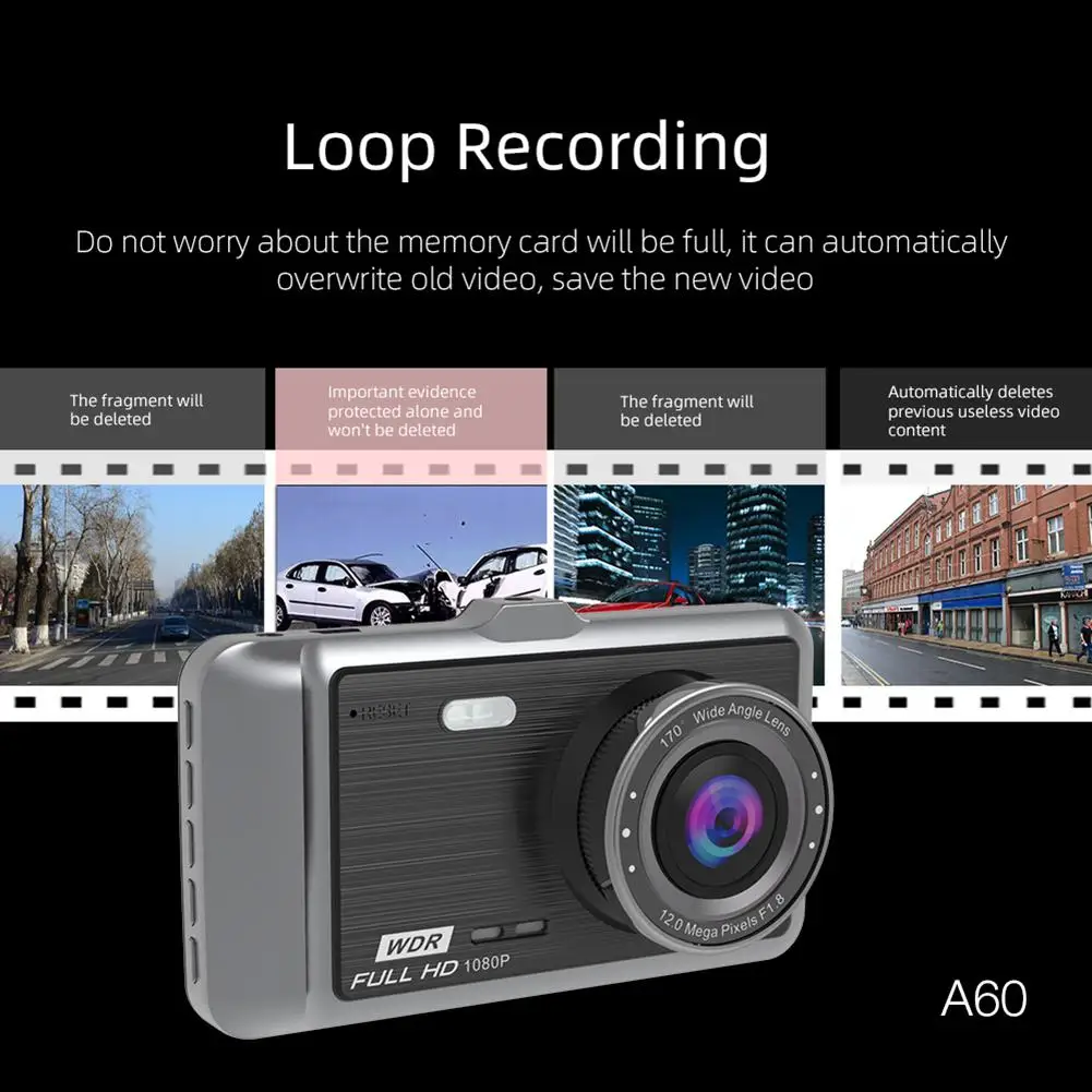 Автомобильный видеорегистратор HD 1080p передний задний двойной объектив ips