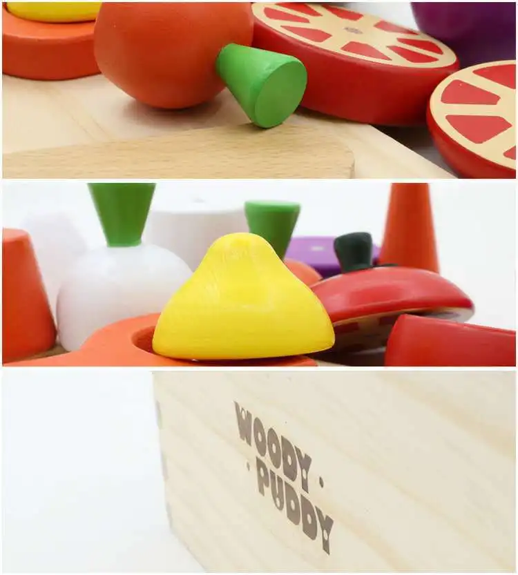  Wooden Boxed Fruit & Vegetable Slicer Toy Children Play House Kitchen Toy Small Box Velcro Slicer - 4000267311797
