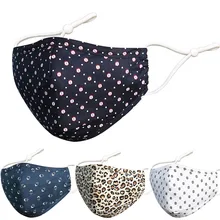 Adulto criança algodão máscaras com pm2.5 filtro bolso polka dot impressão máscaras boca lavável à prova de vento protetor solar máscara ao ar livre