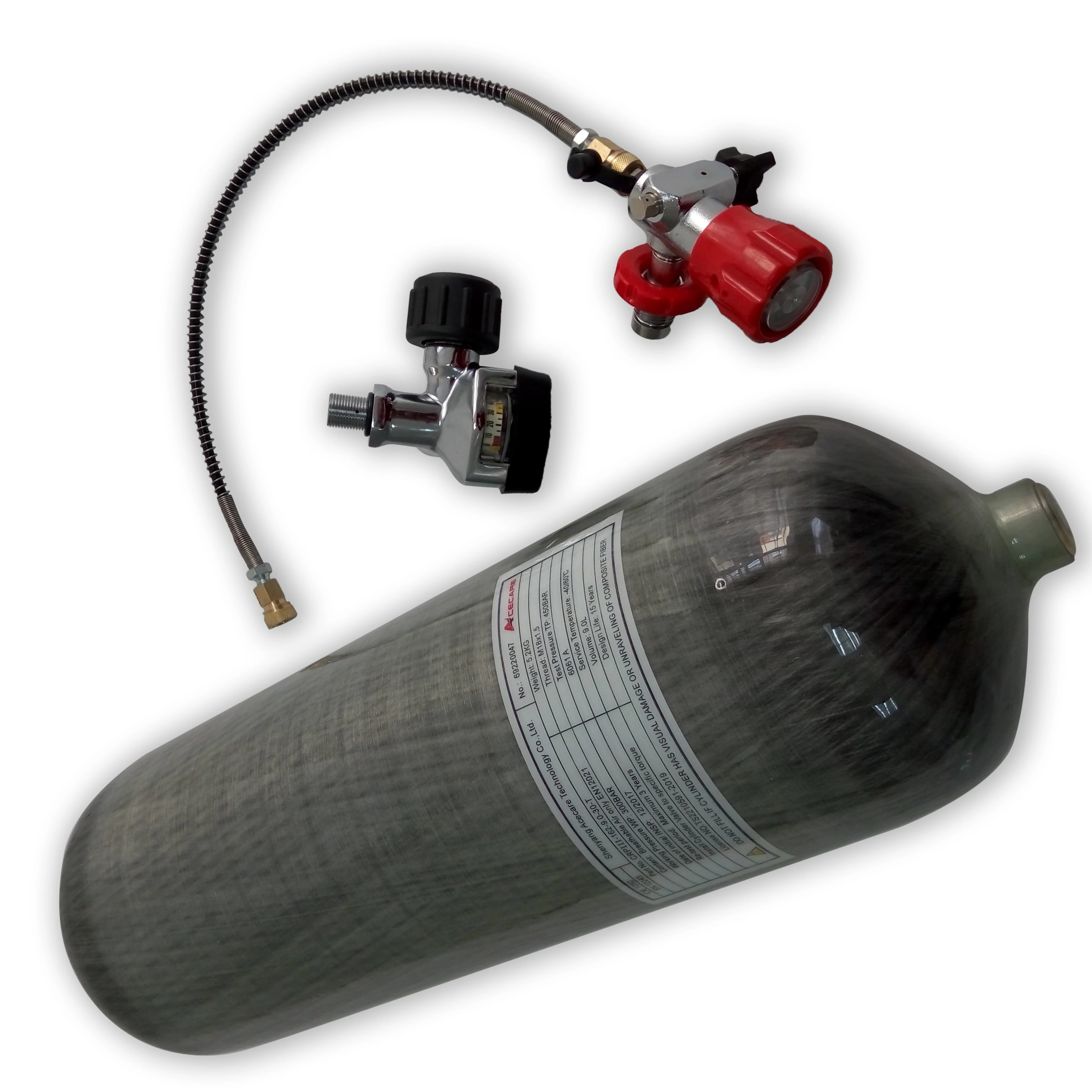 AC109301 Acecare 9L 4500Psi пневматический цилиндр для 300 бар Пейнтбольный бак с клапаном и