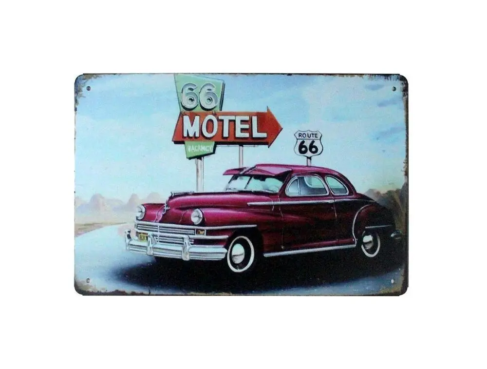 Круглый 66 автомобильный мотель Оловянная металлическая табличка домашний