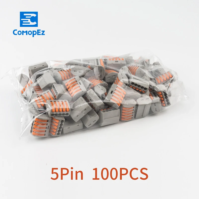 100 шт. 5pin мини провода разъемы Универсальный Компактный соединитель проводки push in