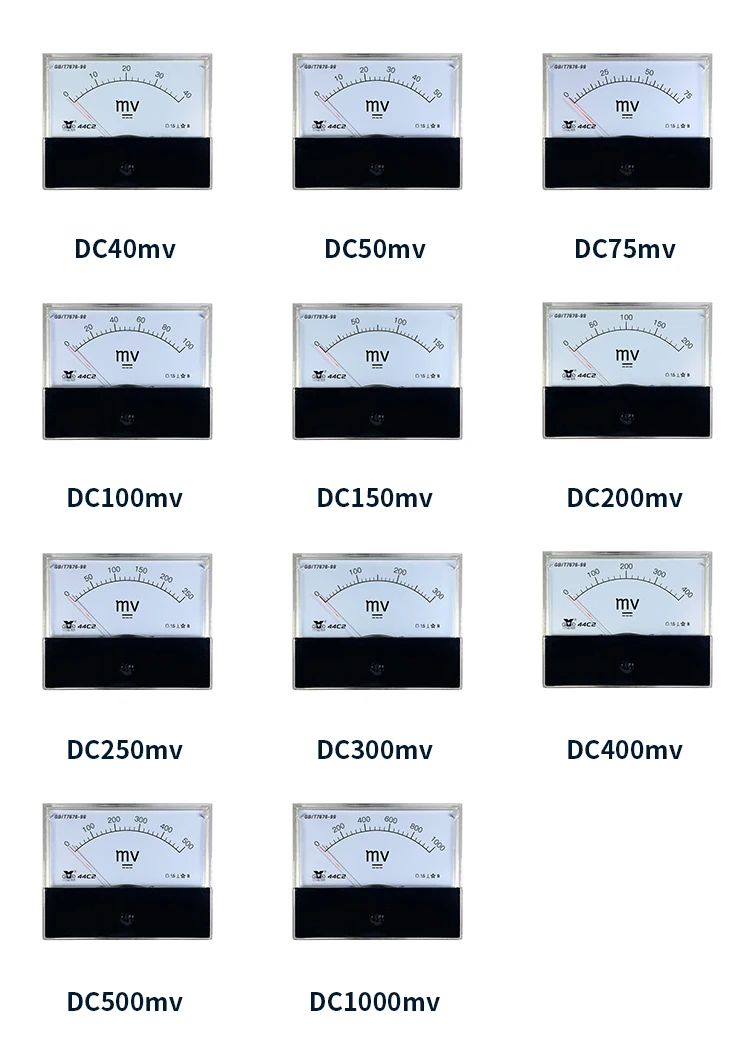 150mV 200mV 250Mv 300mV 400mV 500mv ponteiro