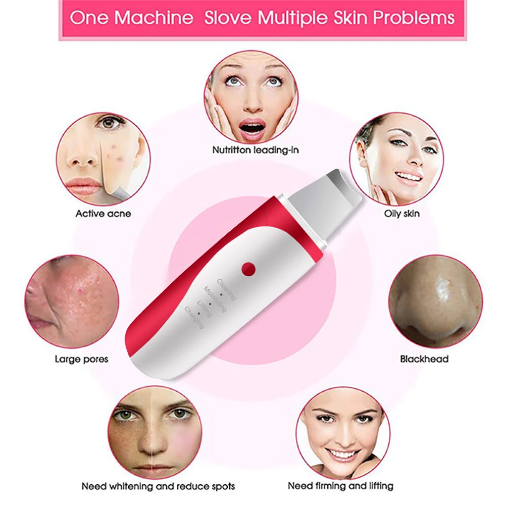 Ultrasonic Skin Scrubber Facial Deep Cleaner Remove Blackhead Acne Pore Reduce Wrinkles Face Liftin