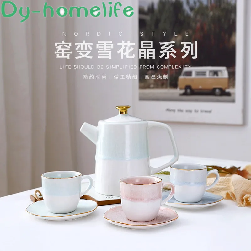 

Nordic Kiln Glazed Phnom Penh Tea Cup Saucer Home Office Afternoon Tea Coffee Cup Saucer Ceramic Coffee Tea Set