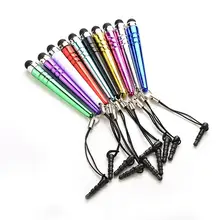 10 pçs/lote universal longa tela capacitiva caneta de toque stylus para telefones celulares inteligentes comprimidos canetas com plugues poeira