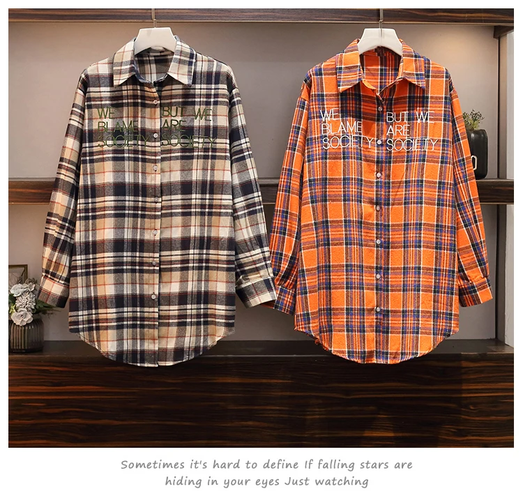 XL-5XL, большие размеры, женские длинные рубашки в клетку, осень, модные хлопковые блузки с длинными рукавами и вышивкой, свободные повседневные топы