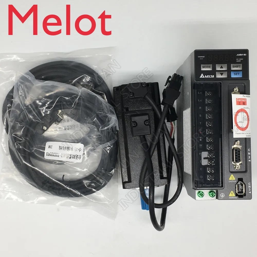 

New Delta AC servo 400W B2 0.4KW 1.27NM 3000rpm 60MM ASD-B2-0421-B ECMA-C20604RS motor drive kit with 3m Cable