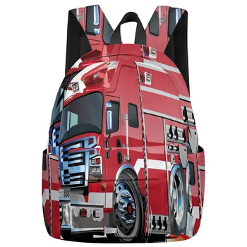 

Fashion Cartoon Backpack Toy Car Truck Fire Truck College Students Laptop Backpack Book Bag