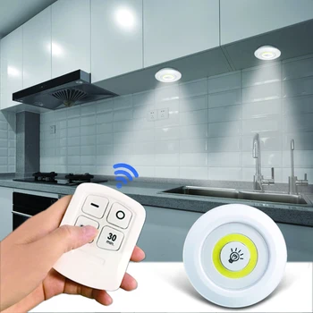

Dimmable LED Under Cabinet Light with Remote Control Battery Operated LED Closets Lights for Wardrobe Bedroom Bathroom lighting