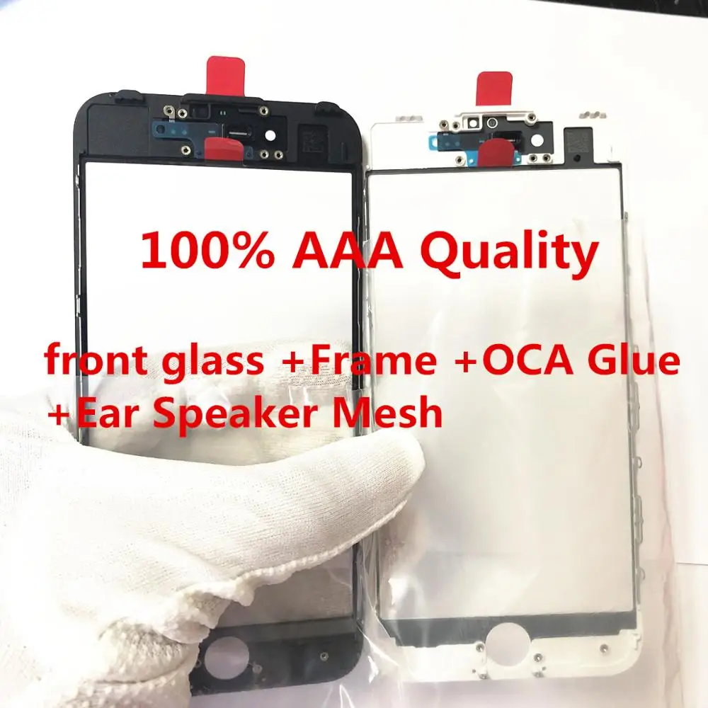 Стекло для переднего экрана с рамкой OCA клей + сетка динамика iphone 8 7 8plus 6 6s 100 шт.