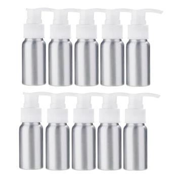 

10pcs 30ml 50ml 100ml Aluminium Atomizer Small Mini Empty Spray Refillable Bottle Container for Travel with Pump