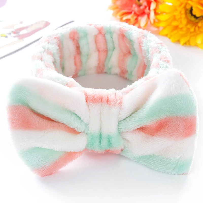 2019 New Arrival Women Head Wrap Soft Coral Fleece Makeup Headband Washing Face Turban Bow Hairband Hair Turban 1111
