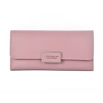 

Korean Fashionable Women Long Style Wallet Large Capacity Solid Color Multi-Card Slots Ladies Money Organizer Purse