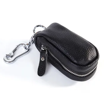 

2019 Housekeeper Holder Car Key Clip Wallet Top Layer Real Cow Genuine Leather Keychain Pouch Phone Pocket Bag Women Men Purses