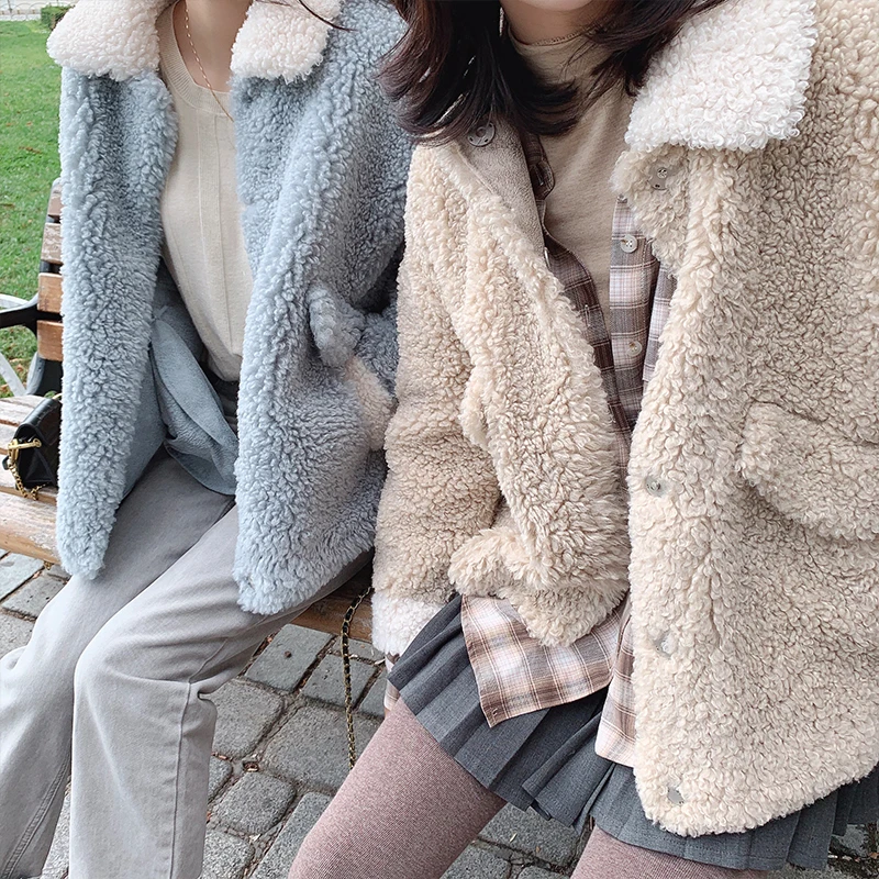 Best MISHOW 2019 Winter Thicken Fur Coat Women Causal Lapel Solid Single breasted Sweety Straight Coat Tops MX19C8217