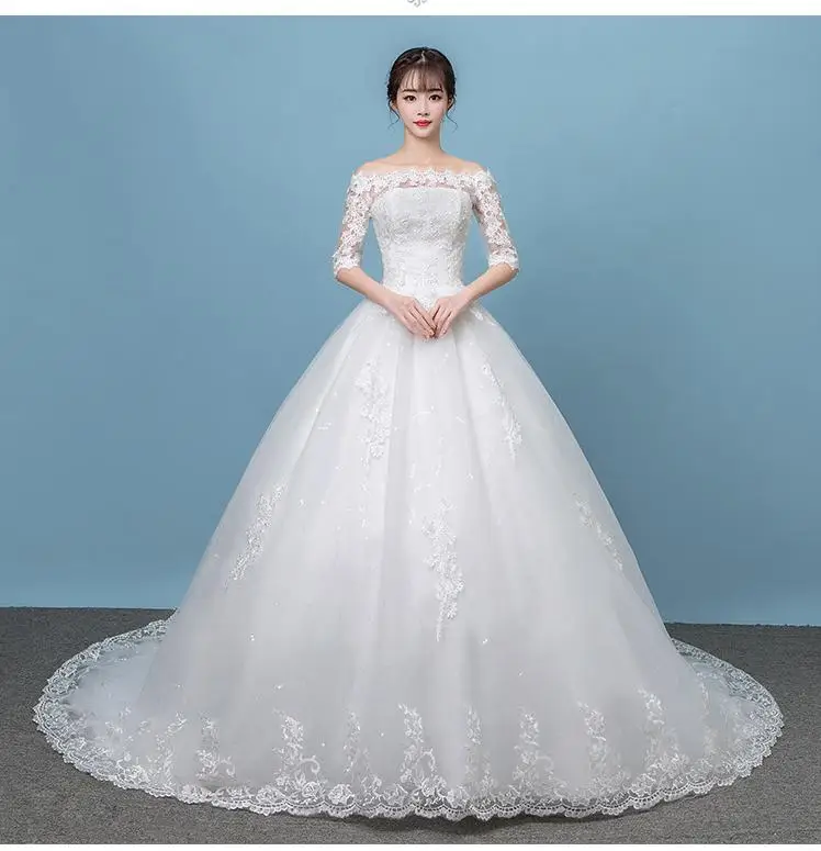 Robe De Mariee свадебное платье с коротким рукавом Новое свадебное платье для принцессы с открытыми плечами Vestido De Novias