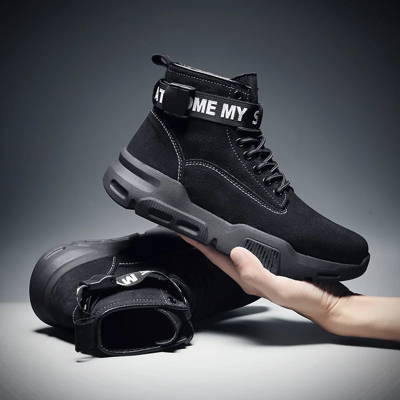 

Fashion zhong gao bang Autumn And Winter New Style Men's Boot Warm plus Velvet Cotton Boots British Style MEN'S Casual Shoes Gen
