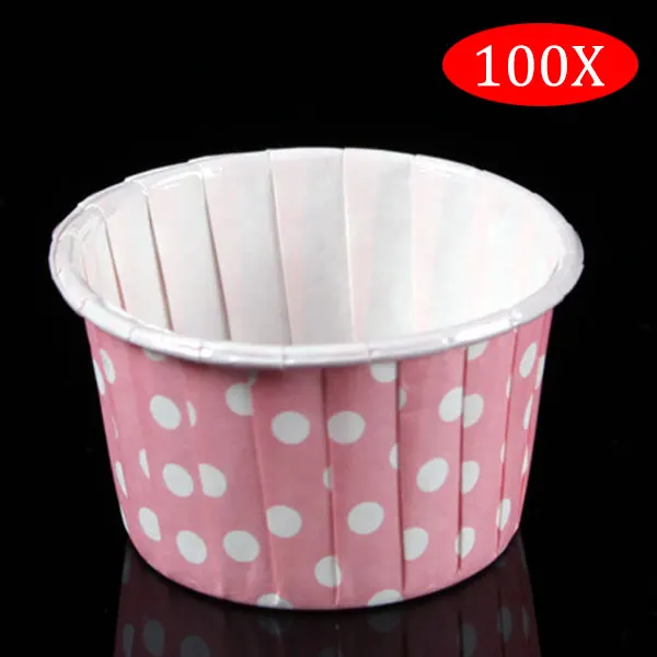 Pink Dot 100 круглая форма для торта бумажные Формы для кексов торт кекс Лайнер формы для выпечки Жаростойкие формы для духовки чайник формы лоток выпечки DNJ998 - Цвет: Pink Dot