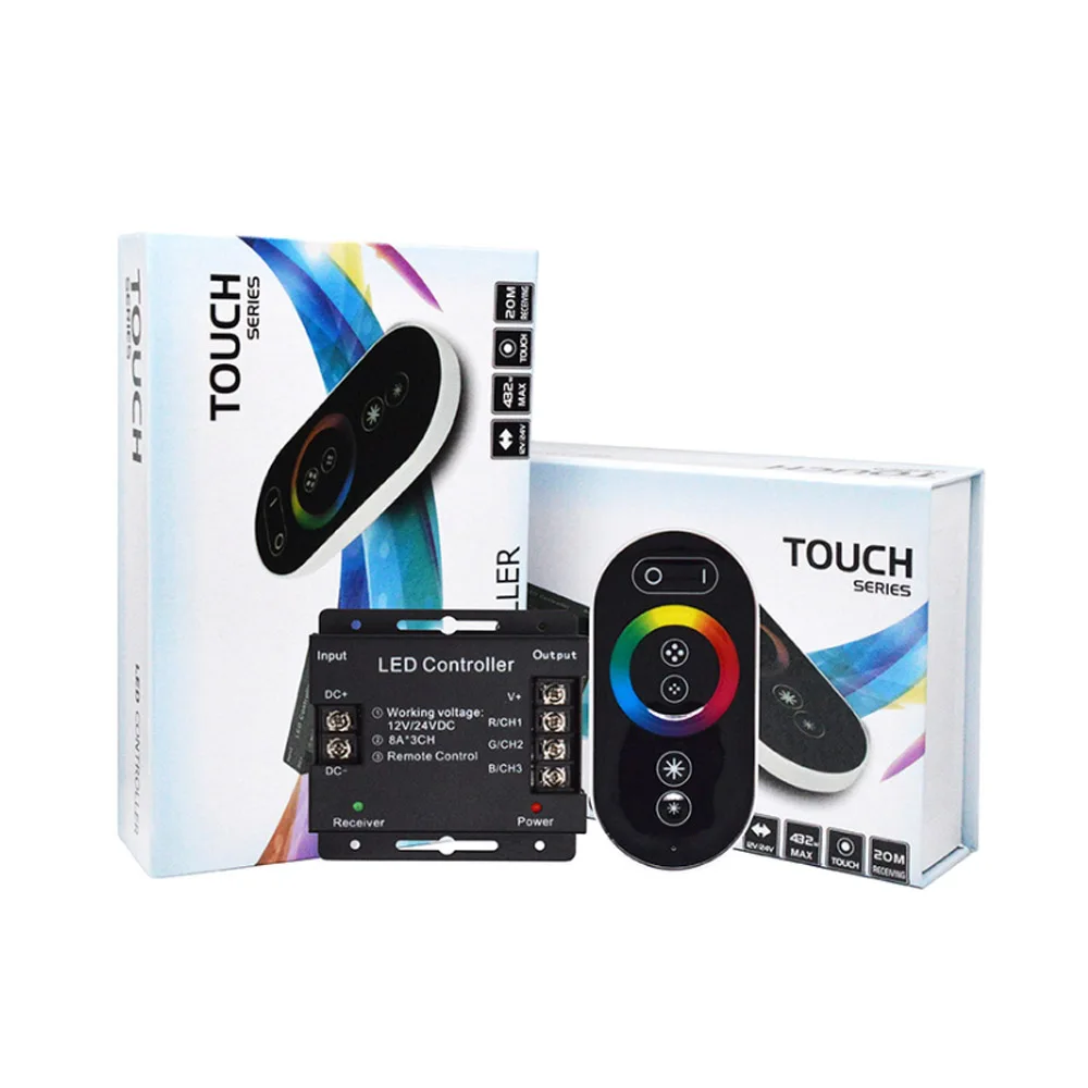 Сенсорный светодиодный RGB Одноцветный диммер контроллер RF 433 МГц беспроводной 18A 216 Вт DC 12 В 24 в светодиодный пульт дистанционного управления для светодиодных лент