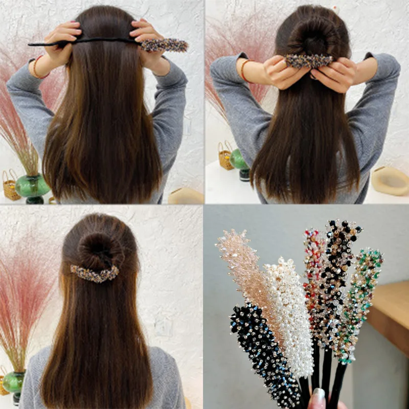 

2020 New Fashion Rhinestone DIY Hair Style Making Tools Floral Korean Style Crystal Sweet Hair Curler Party Hair Accessories