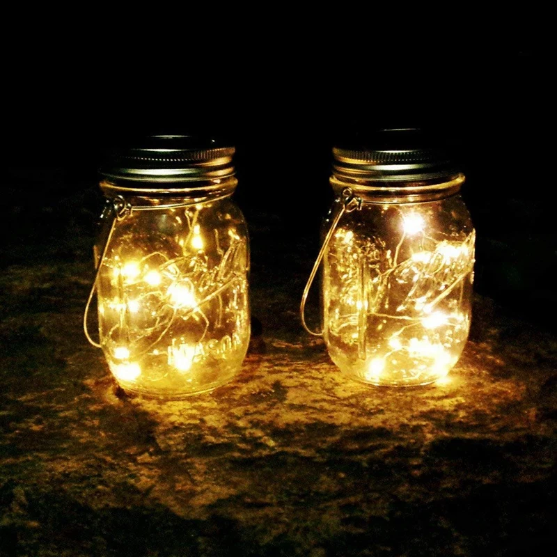Солнечный свет крышки банки каменщика, 6 упаковка 20 Led гирлянды Фея Звезда Светлячок крышки банки, 6 вешалок в комплекте(банки не включены), Pat