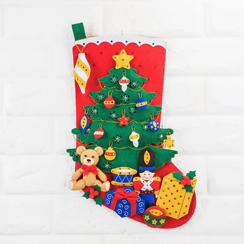 

Non-Woven Handmade Fabric Material Kit Merry Christmas DIY Felt Decoration Accessories Stockings Hanging Bags Gift