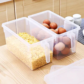 

Plastic Storage Bins Refrigerator Storage Box Food Storage Containers with Lid for Kitchen Fridge Cabinet Freeze Handle NDS66