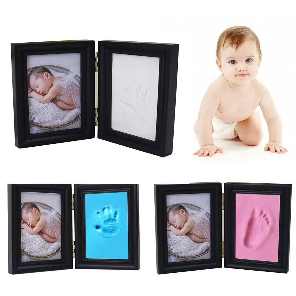 

Baby Hand&Foot Print Hands Feet Mold Maker Bebe Baby Photo Frame With Cover Fingerprint Mud Set Baby Growth Memorial Gift