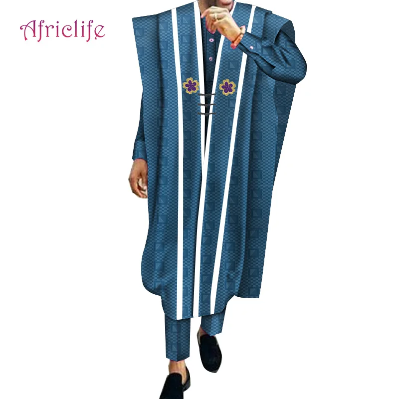 Халат рубашка и брюки комплект из 3 предметов хлопковый африканский Повседневный