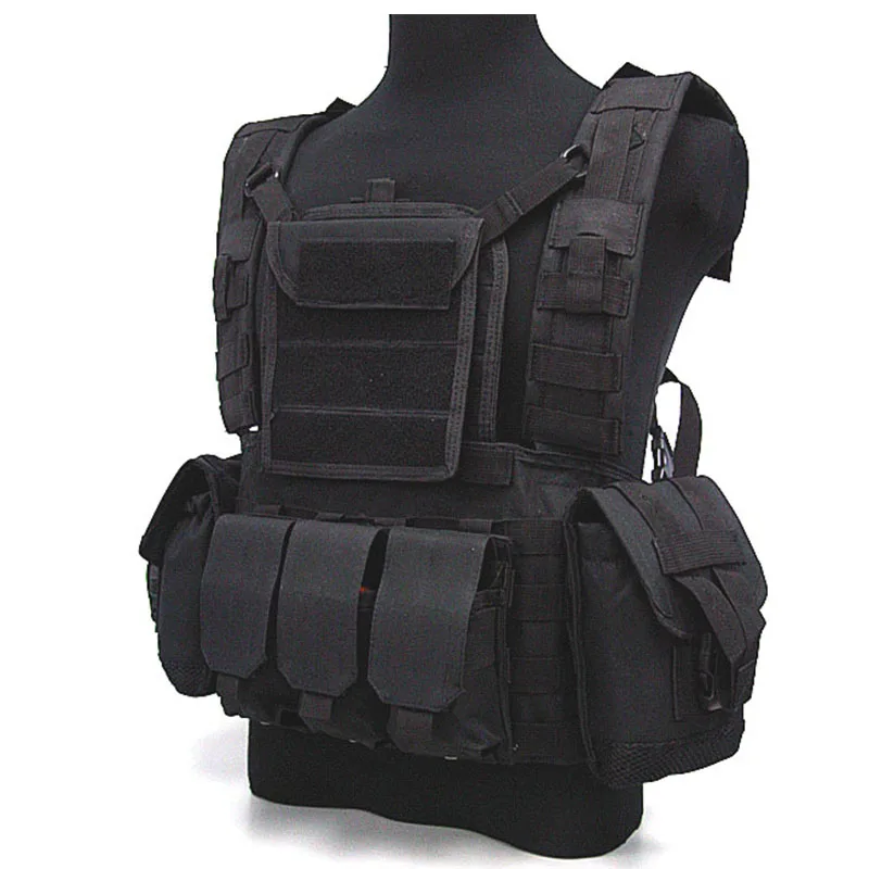 Black Тактический военный Molle жилет боевой штурмовой плиты Перевозчик жилет страйкбол Пейнтбол журнал нагрудное снаряжение загрузка медведь охотничий жилет - Цвет: Black