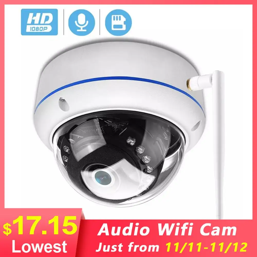 

BESDER 1080P Vandal-proof IP Camera Wifi ONVIF P2P TF Card Slot CCTV Dome Camera Wireless Wired Audio Recorded Security Camera