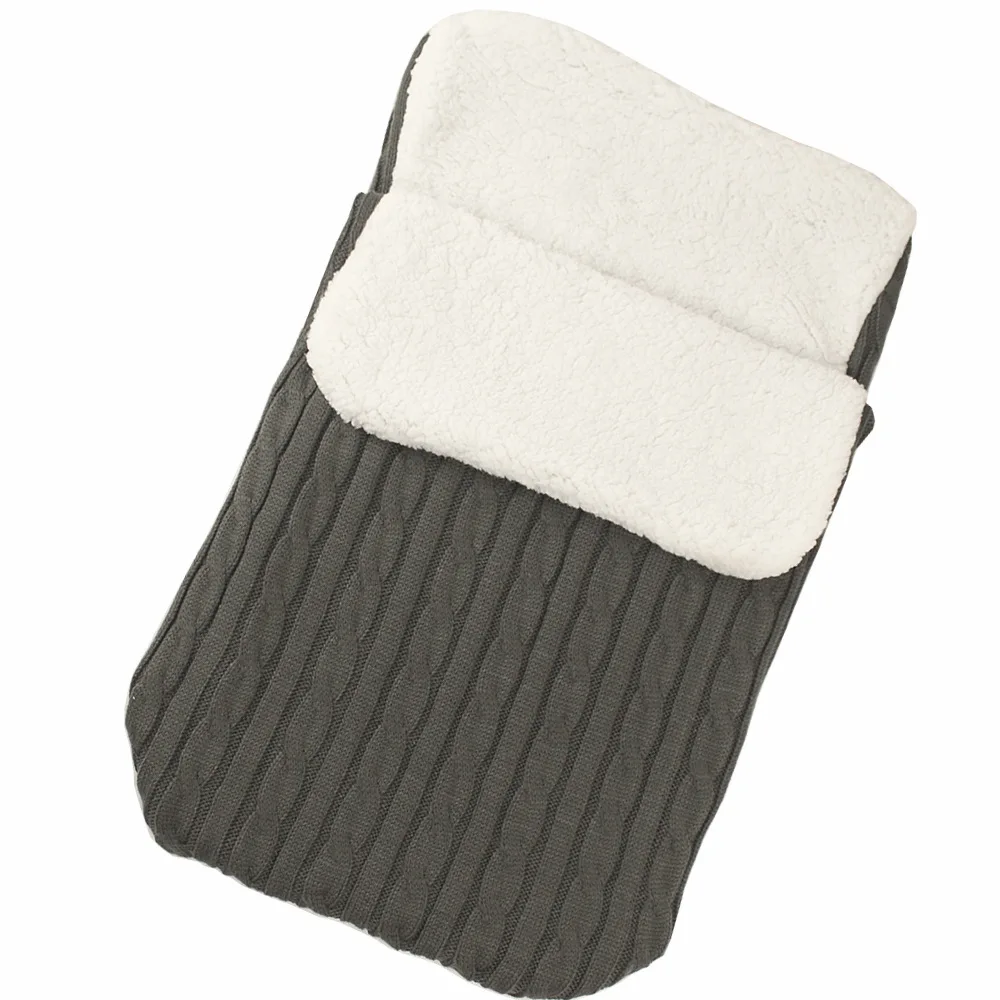 Детский вязаный теплый спальный мешок для пеленания, плотное одеяло, флисовое плотное осенне-зимнее теплое одеяло для коляски
