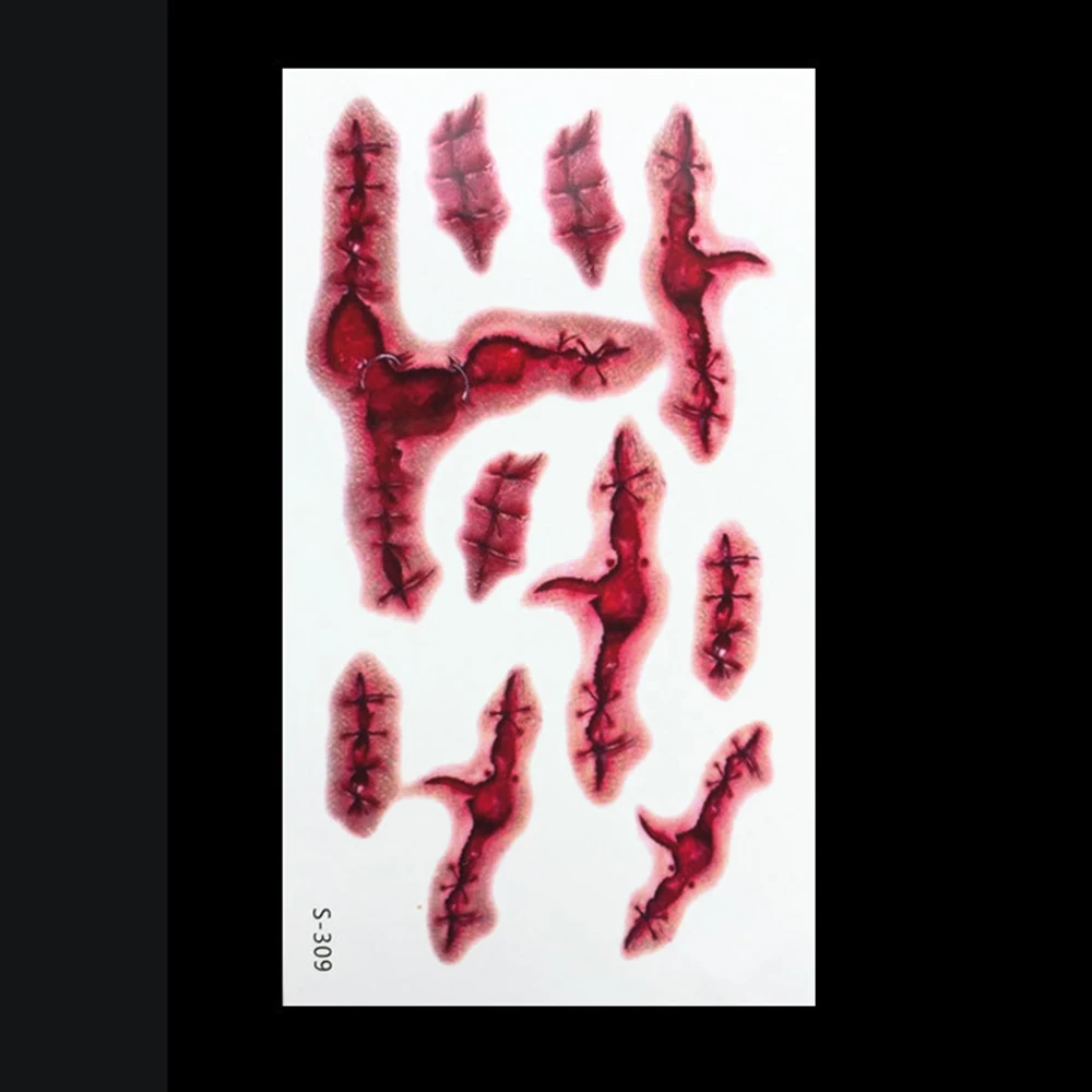 

3D horror Halloween funny fake scar film special effects latex props makeup scars knives Scarshot wound stickers wholesale
