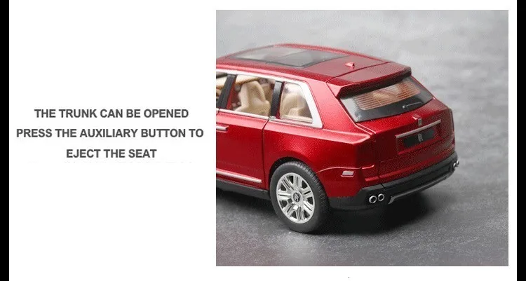 1:24 Rolls Royce Cullinan, модель автомобиля из сплава, большой размер, имитация внедорожника, металлическая модель автомобиля, светильник со звуком, вытяжка, 6 дверей