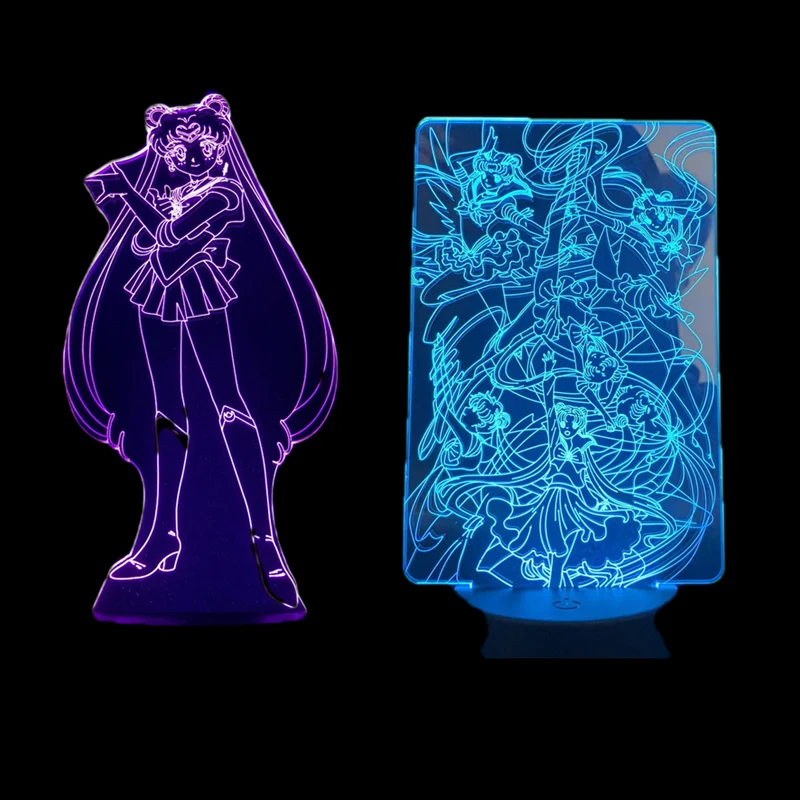 Sailor Moon 3D Night Light LED Tsukino Usagi Lamp Xmas Fairy Lampara Decoration Home Lighting Creative Lamp Lampki Nocne Lampe