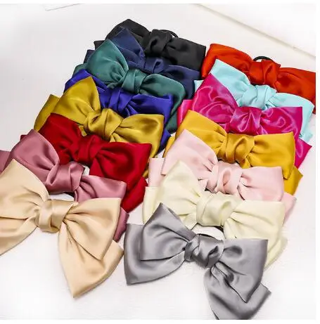 mix 2 шт./, модный бантик для волос, elactic hair band, Мягкий Шифоновый бантик, держатель для женщин, девушек, сатин, трендовые женские аксессуары для волос - Цвет: mix
