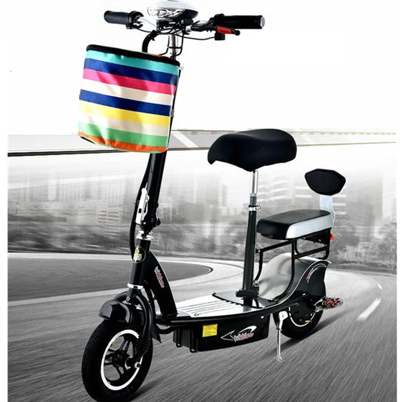 Mini Electric Bike Two Wheels Electric Bicycle 10 Inch Single Motor 350W 36V Foldable Electric Scooter Pink For Women (8)