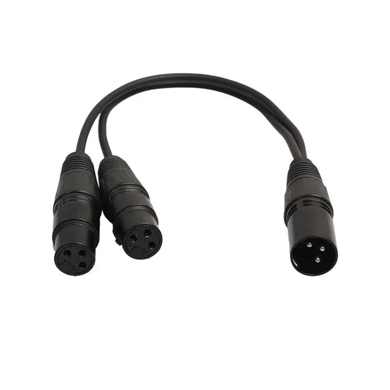 Черный кабель 3-контактный XLR штекер адаптера для Dual 2 Женский 0,3 M Y сплиттер 16 AWG микрофон прочный Радиоуправляемый квадрокоптер