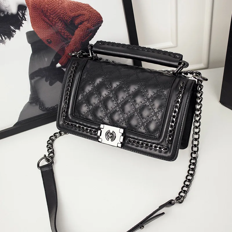 

2019 Spring And Summer New Style WOMEN'S Bag Wild Sheepskin WOMEN'S Bag Rhombus Chain Bag Korean-style Fashion WOMEN'S Leather B