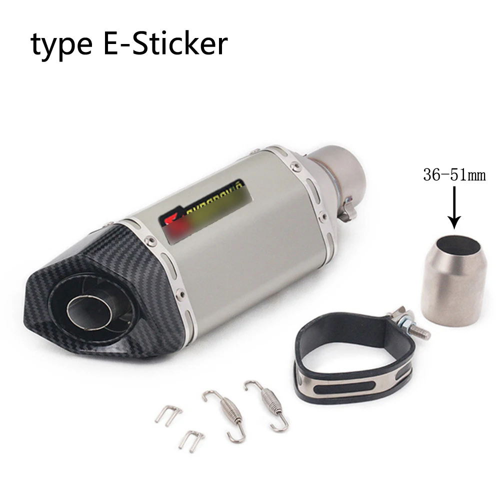 type E-Sticker 310 мм Универсальный мотоцикл Akrapovic выхлопная труба модифицированный Кроссовый глушитель с DB Killer для R15 PCX 125 CBR150 Ninja 250 - Цвет: type E-Sticker