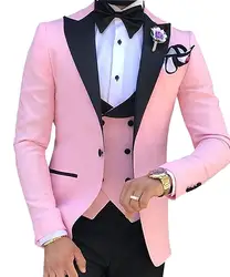 TPSAADE Mens's 3 Pieces Suits for Men Custom Made Terno Slim Groom Custom Wedding Men Suit Masculino (Jacket+Pant+Vest+Tiebow)