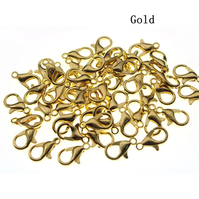gold 10/12/14/16/18/21 мм, серебристый, зеленый; черный металлические карабины браслет крючки концевые соединители для самостоятельного изготовления ювелирных изделий ожерелье с пряжкой - Цвет: gold