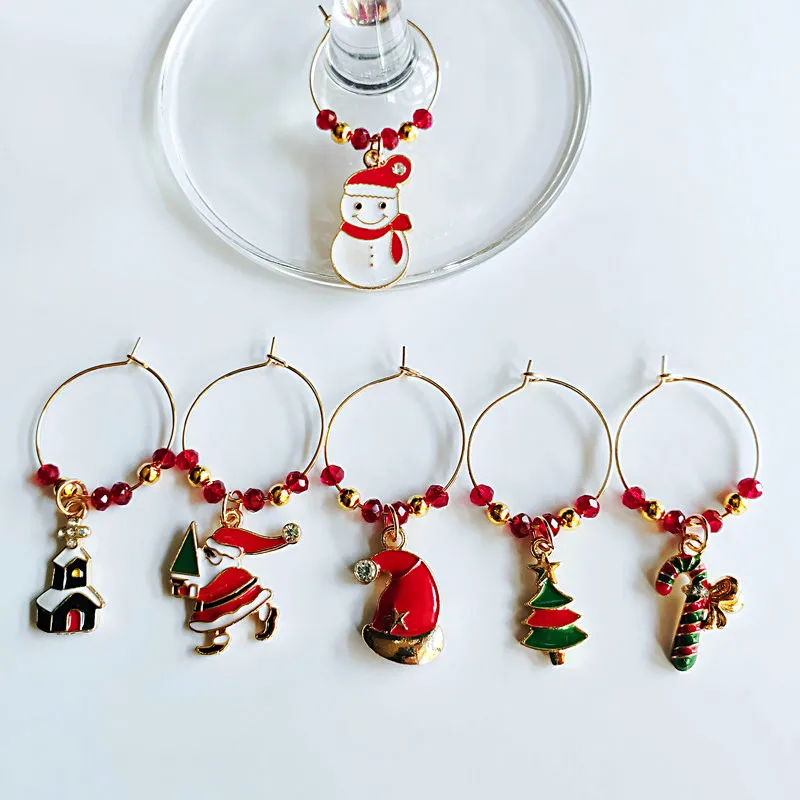 Christmas Wine Glass Charm Rings, Gift Ideas