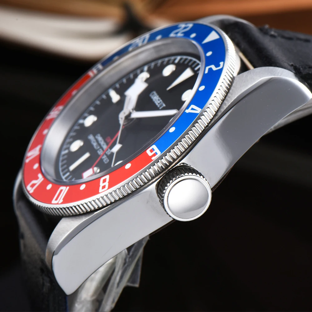 Corgeut41MM мужские спортивные часы GMT красно синий ободок светящийся сапфировый
