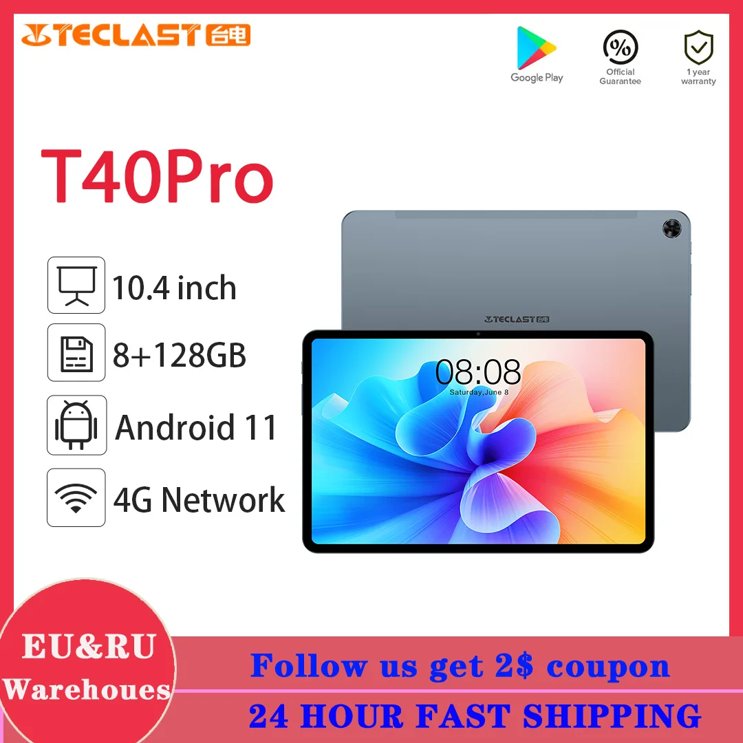 Teclast T40 Pro 10 4 дюйма 2000x120 0 IPS Android 11 8 ГБ ОЗУ 128 Гб ПЗУ T618 Восьмиядерный 4G сетевой wifi