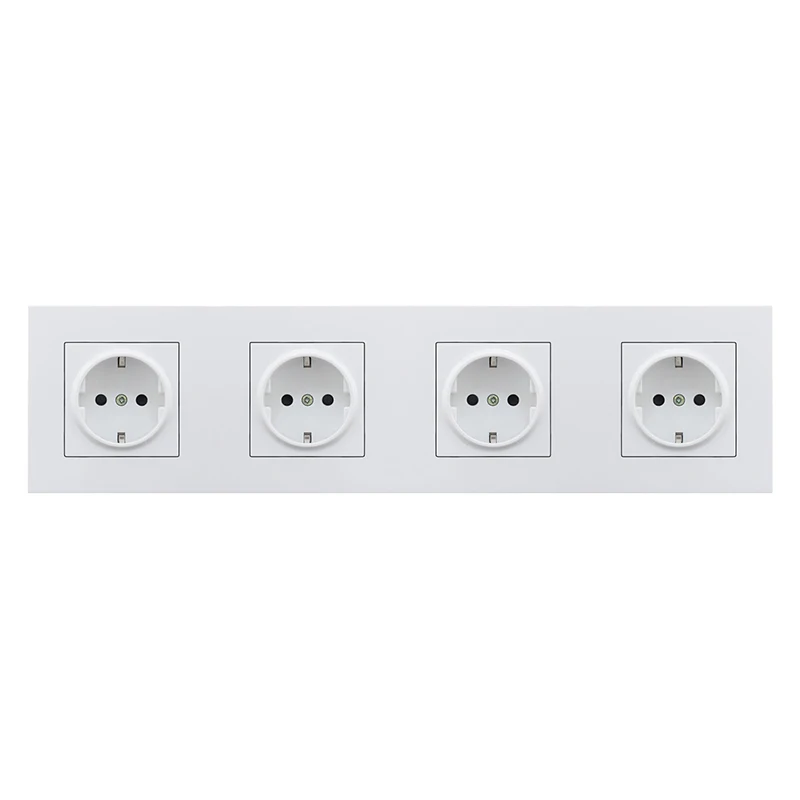 Atlectric 16A 110-250V EU/DE/RU стандартная вилка питания разъем заземления кристалл пластиковая панель электрическая розетка в стену розетки,socket - Тип: Quadruple Socket